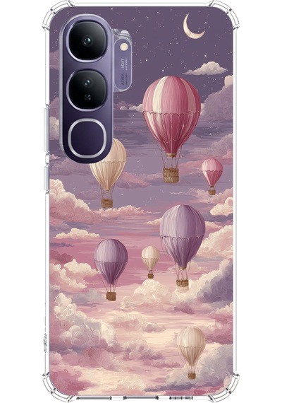 Vivo V40 Lite Uyumlu Mor Gökyüzü Ve Uçan Balon Baskılı Silikon Kılıf Renkli