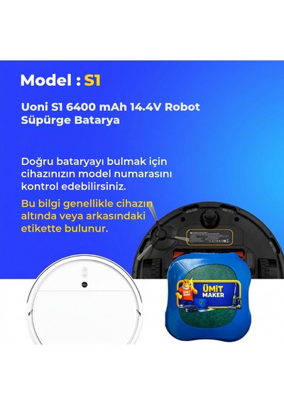 Uoni S1 6400 Mah 14.4v Robot Süpürge Batarya
