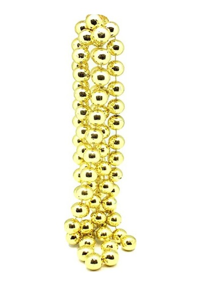 Yılbaşı Yeniyıl Ağacı Süsü Kalın Zincir Boncuk 180cm Gold Christmas Tree Chain