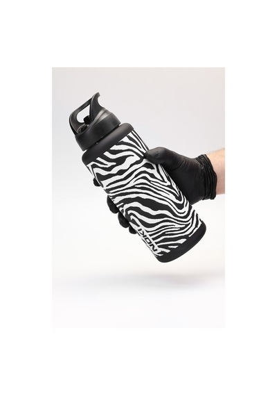 Büyük Su Matarası Tritan Pipetli Su Şişesi Zebra Spor Matarası Suluğu Bpasız 1000 Ml Siyah 0112 Beyaz