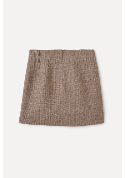 Mudo Kadın Kadın Vizon Rengi Ekoseli Mini Etek 1264433