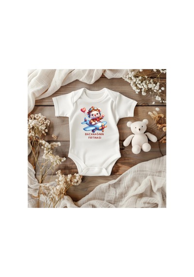 Lupi Baba %100 Pamuklu Yazılı Bebek Zıbını - 333 ekru