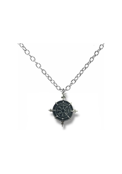 Viking Pusulası Antik Görünümlü Unisex Kolye 60 Cm Zincirli, Vegvísir Sembolüyle Koruma Çok renkli