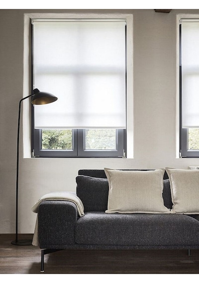 Modern Düz Ekru Zebra Stor Güneşlik Etek Dilimsiz Stor Perde Ekru
