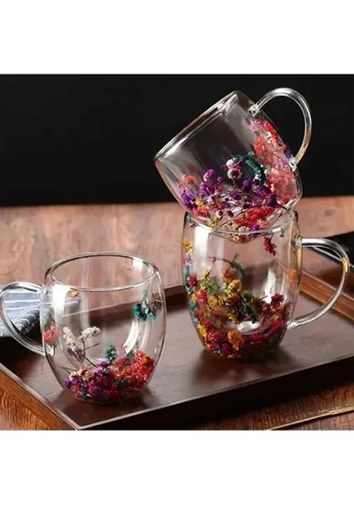 Tedar 350 Ml Büyük Cidarlı Çiçekli Bardak 1 Adet Royaleks-1384 Najmaddin 6411267
