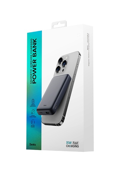 Benks MP07 İnce Tasarımlı Magsafe Powerbank 10000mAh 15W Apple Uyumlu iPhone 12-13-14 Serisi