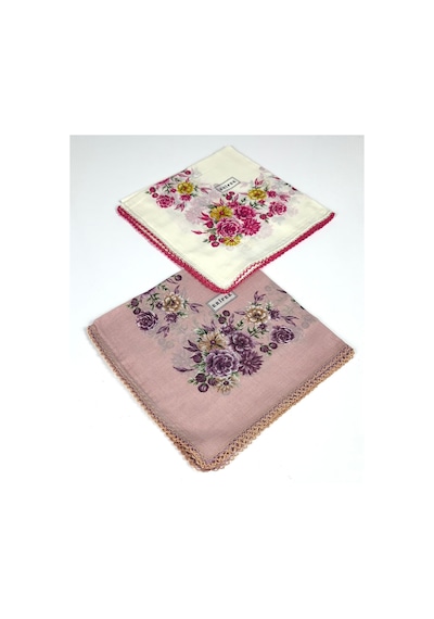 Eripek 2'li Paket Oyalı Pamuk Yazma 6595 Pudra-Krem