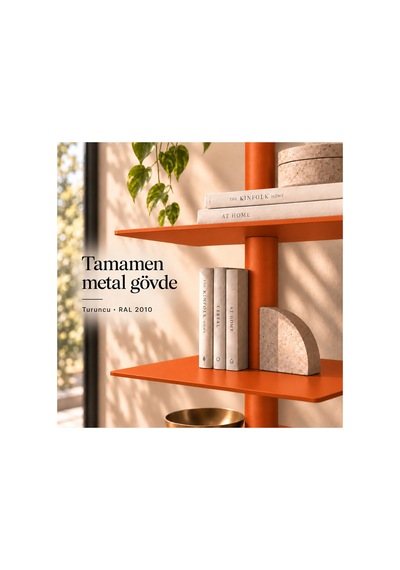 Axis 8 Raflı Metal Kitaplık Modern Tasarım Dikey Dekoratif Kitaplık Turuncu - 935176049 Turuncu