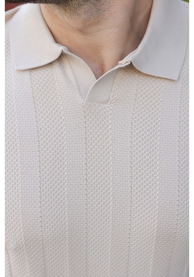 Madmext Taş Rengi Slim Fit Polo Yaka Triko Erkek Tişört E7491