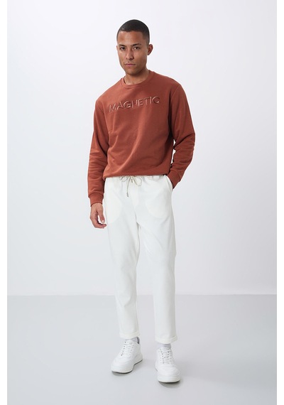 Tommy Life Ekru Yüzeyi Dokulu Standart Fit Erkek Eşofman Alt - 82154