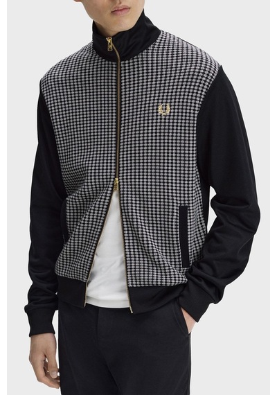 Fred Perry J2303 Knitted Front Track Erkek Ceket Siyah