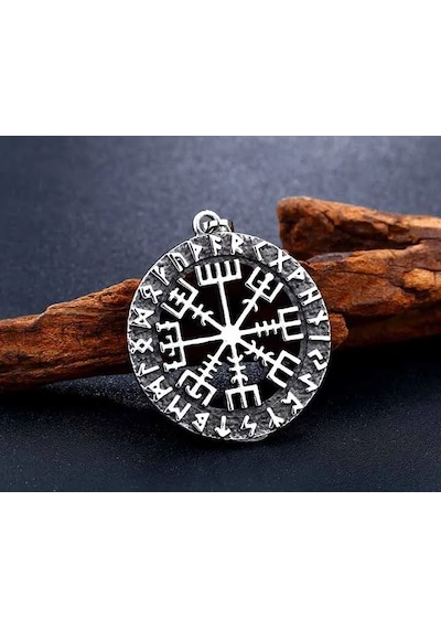 Paslanmaz Çelik Vegvisir Savaşçı Pusula Viking Kolye Gümüş Paslanmaz Çelik Vegvisir Savaşçı Pusula Viking Kolye Gümüş