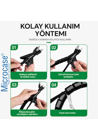 Spiral Kablo Kanalı Kablo Düzenleyici Toplayıcı 16mm Genişlik 3 Metre Uzunluk Siyah Al5467