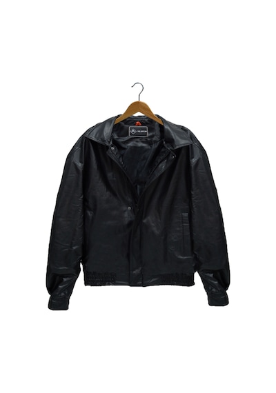 Terapi Men Siyah Oversize Bomber Deri Ceket Koyu Siyah Terapi Men Siyah Oversize Bomber Deri Ceket Koyu Siyah