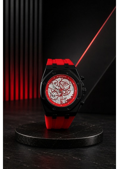 Silikon Kordon Erkek Kol Saati Bordo - 788115289 Gümüş