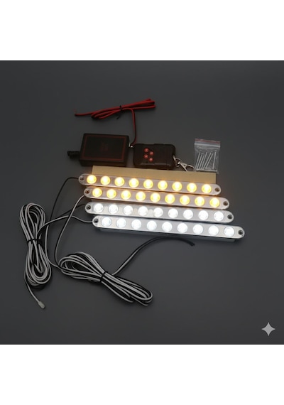 Led Lamba 4x9 Ledli Panjur İçi Farklı Modlu Lamba Sarı -beyaz 12v
