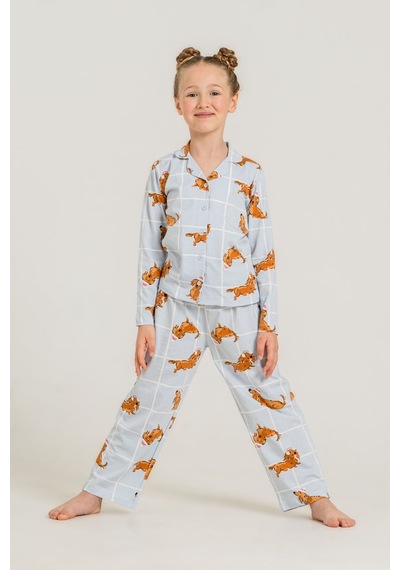 Rolypoly Kız Çocuk Cute Puppy Mavi Gömlek Pijama Takımı Rp3908-c-v2 Rp3908-c-v2