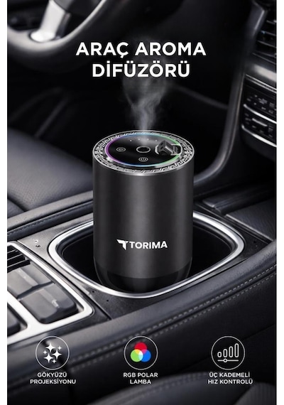 Torima Tcf-04 Araç İçi Hava Nemlendirici & Hareket Algılamalı Koku Makinesi Ebony Agarwood Esansı Aromaterapi Difüzör Araç Kokusu