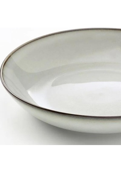 Gladelig Derin Tabak Seti, Meridyendukkan Gri Renk 21 Cm, 4 Adet Yemek Tabağı Kumlu Sır Yüzey