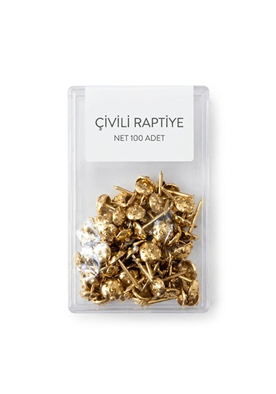 Metal Çivili Sarı Raptiye Paket 100 Adet - Çivi Sağlamlığı - Dayanıklı Mantar Pano Ve Ev Ofis Raptiyesi 0.2 MM