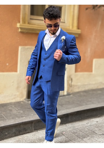 Dupont Classics Dupont Erkek Slim Fit 6 Drop Çift Yırtmaç Yelekli Takım Elbise Açık Lacivert Dupont Classics Dupont Erkek Slim Fit 6 Drop Çift Yırtmaç Yelekli Takım Elbise Açık Lacivert