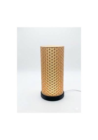 3d Tasarım Gece Lambası - Modern Desenli Dekoratif Masa Lambası - 23 Cm Abajur Bej