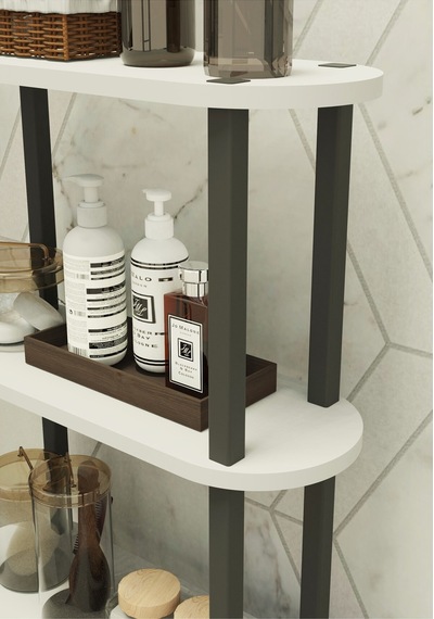 Soft 3 Katlı Banyo Düzenleyici Çok Raflı Banyo Organizeri Çok Amaçlı Banyo Düzenleyici - Beyaz Beyaz