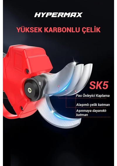 Çift Akülü 40 Mm Çelik Şanzuman Dijtal Göstergeli Şarjlı Dal Ağaç Kesme Bağ Budama Makası