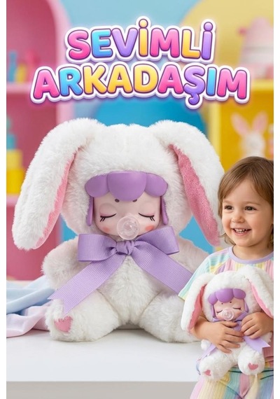 Nansi Yumuşak Peluş Figür Bebek - Tavşan Kostümlü Emzikli 17 Cm Uyku Arkadaşı Oyuncak Bebek