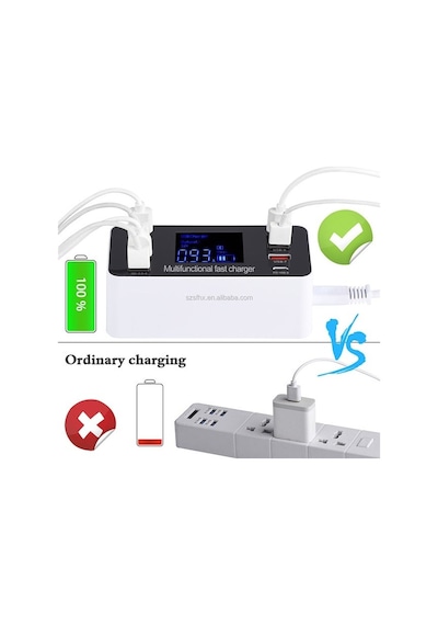 Powermaster Pm-26057 8 Portlu Lcd Ekranlı Akıllı Usb Ve Type-c Pd Şarj İstasyonu