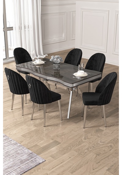 Canisa Pem Serisi 90x160 Lak Panel Antrasit İroni Krom Ayak Masa Takımı 6 Siyah Sandalye Antrasit İroni Masa Siyah Sandalye Ayaklar Krom Canisa Pem Serisi 90x160 Lak Panel Antrasit İroni Krom Ayak Masa Takımı 6 Siyah Sandalye Antrasit İroni Masa Siyah Sandalye Ayaklar Krom