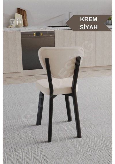 Faymend 4 Adet Elma Model Mutfak Sandalyesi Salon Sandalyesi Yemek Sandalyesi Cafe Restaurant Sandalyesi Bej