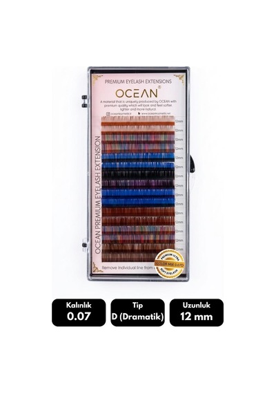 Ocean 0.07d Dramatik Kıvrım Renkli Mix Soft Eyelash Doğal İpek Kirpik 16'lı