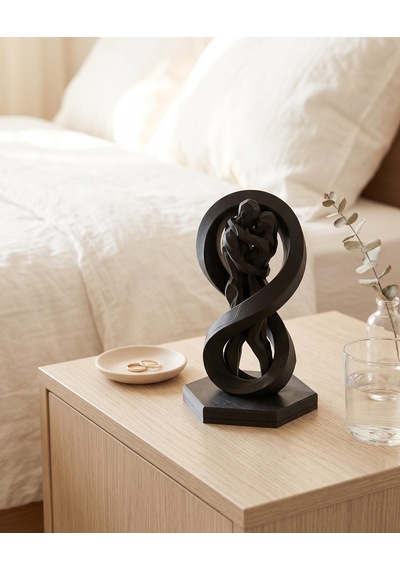 Sonsuzluk Romantik Çift Biblosu Modern Geometrik Tasarım Siyah 15 Cm Salon Masaüstü Dekoratif Heykel Eşe Sevgiliye Yıldönümü Hediyesi 15cm