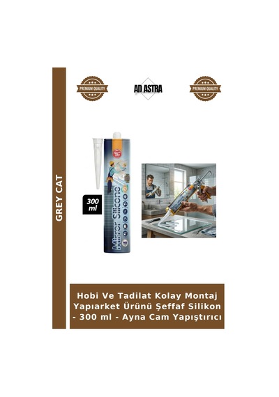 Hobi Ve Tadilat Kolay Montaj Yapıarket Ürünü Şeffaf Silikon - 300 Ml - Ayna Cam Yapıştırıcı