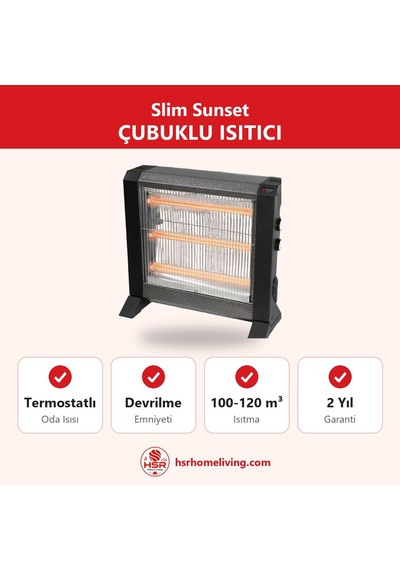 Hsr Home Living Slim Sunset Termostatlı Elektrikli Isıtıcı 3+1 Çubuklu 2350 W