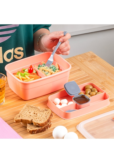 Porsima 3198 Vakumlu 2 Katlı Lunch Box - Sefer Tası 1200 Ml Somon