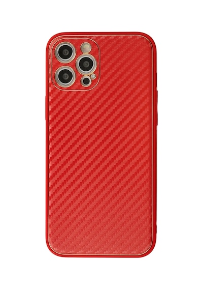 Newface - 571 - Apple Uyumlu iPhone 12 Pro Max Kılıf Coco Karbon Silikon - Lvsqvr - - Kırmızı