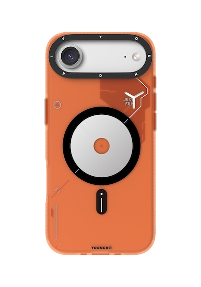 Apple Uyumlu iPhone 17 Air  Kılıf M-safe Şarj Özellikli Disk Desenli Youngkit Disc Battle Kapak Turuncu Turuncu