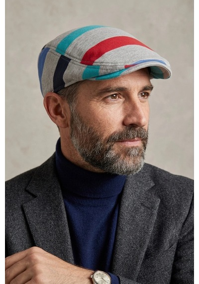 Erkek Çizgili Kasket Şapka Retro Newsboy Cap - Bayşapkacı-8281 Gri