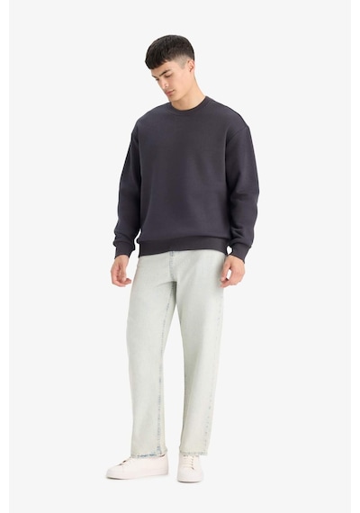 Defacto Relax Fit Bisiklet Yaka Kalın İçi Yumuşak Tüylü Basic Düz Sweatshirt T5139az25auar138 Antrasit