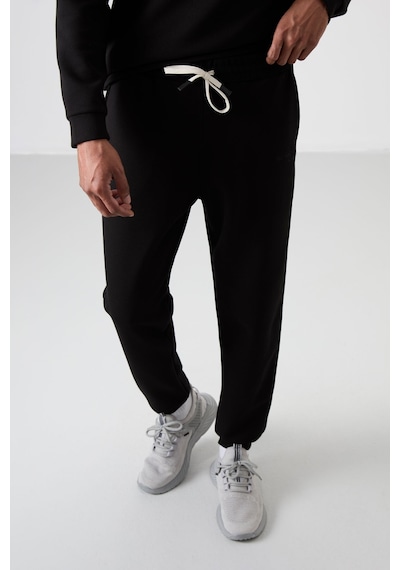 Tommy Life Siyah - Siyah Pamuklu Kalın Yumuşak Dokulu Comfort Fit Nakışlı Erkek Eşofman Takım - 85254 Siyah