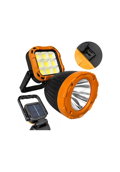 Powermaster Pm-8033c 6 Modlu El Feneri Ve Işıldak Acil Durum Lambası Solar Şarjlı Gösterildiği Gibi