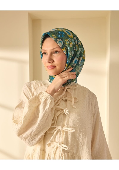 Silk Home Soft Eşarp 73090-37 Koyu Yeşil, Yeşil, Saks, Sarı, Turkuaz
