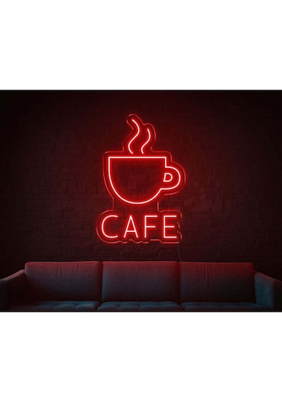 Cafe Yazılı Ve Şekilli Neon Tabela Kırmızı