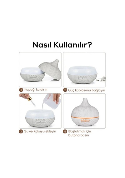 Büro Ev Ofis Hediyesi İçin 550ml 7led Işıklı Desenli Kumandalı Aroma Hava Nemlendirici Difüzör