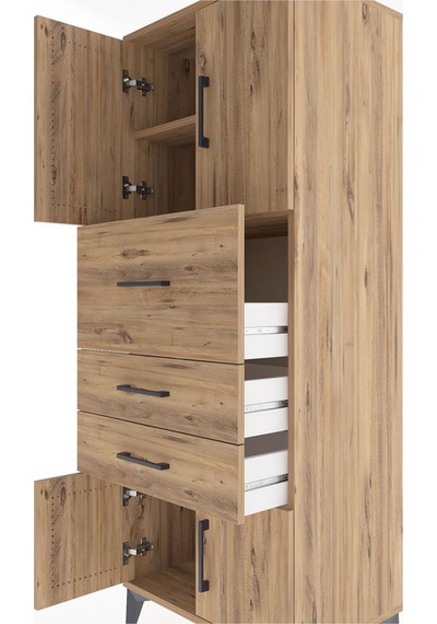 Hyperion Dolap 2 Raflı 3 Çekmeceli 4 Kapaklı 60x44x163 Çam-çam Çam