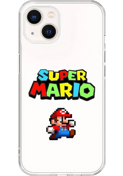Apple Uyumlu iPhone 15 Şeffaf Kılıf 2 Mario Tasarımlı