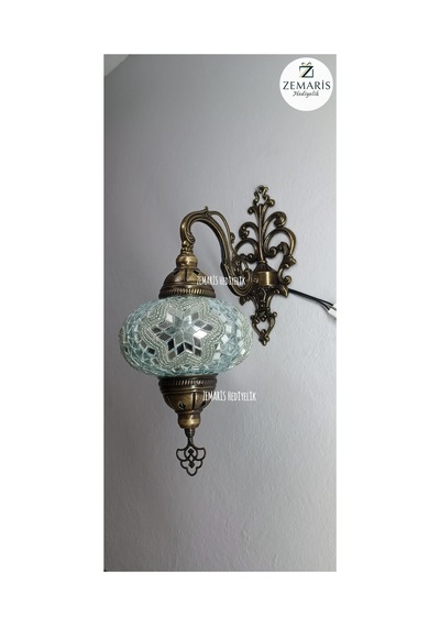 El Yapımı Otantik Mozaik Duvar Apliği Büyük Camlı Beyaz - 820081622 Beyaz