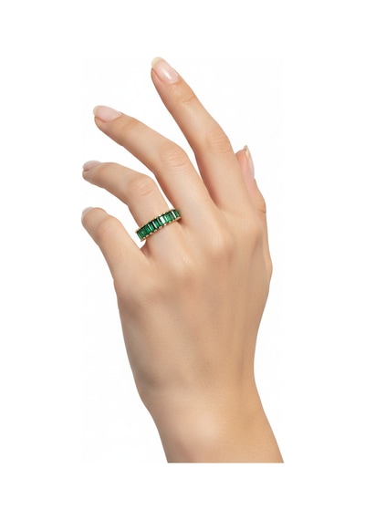 Valmont Accessories Kadın Gold Renk Zümrüt Yeşili Baget Taşlı Tamtur Yüzük Yeşil